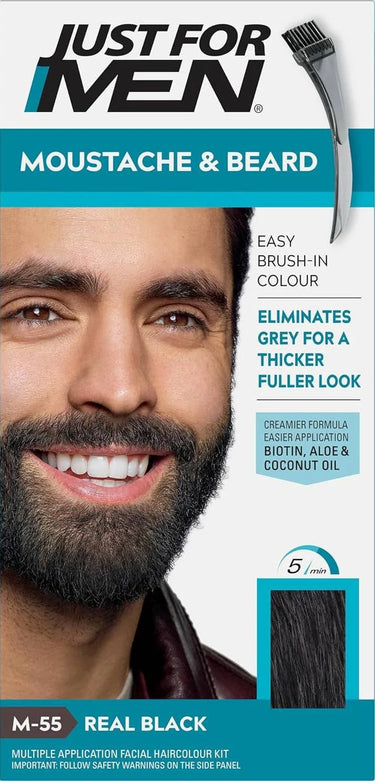 Just For Men Moustache & Beard Color Real Black M-55 - ANNS BEAUTY SUPPLY
